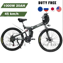 Cykel 26 "Electric Bike 1000W Motor Folding Electric Mountain Bike med avtagbar 48V 20Ah Litiumion Batteri 21 Speed ​​Ebike Vuxna