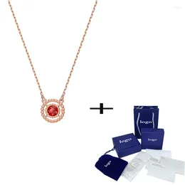 Anhänger Oxygen Halskette Rot springende Kristall Damen elegant einfacher Schmuck für Mutter und Freundin Modelgeschenk