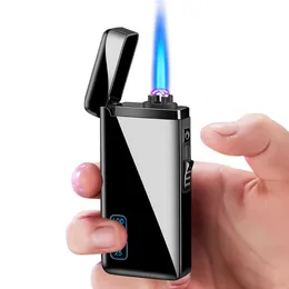 Without Gas-Electricity Dual ARC Electric Lighter Windproof USB Rechargeable Plasma Lighters Metal Refillable Butane Without Gas Torch For Cigar