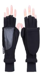 Women Men Winter Polar Fleece Half Finger Flip Gloves Double Layer Thien Touch Screen Fingerless Convertible Mittens Wrist1766025