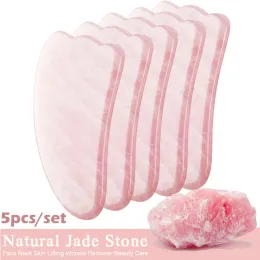 마사지 5pcs/세트 천연 jade gua sha stone gouache scraper face massager face neck 얇은 리프팅 뷰티 피부 관리를위한 Gua Sha Massage