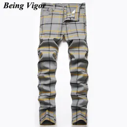 Hose Beinige Vigor Street Dehne dünne Herren Chino Hosen Zoll Größe Gerade Plaidgeschäft Casual Hosen Schlanke Fit Freizeithose Hose