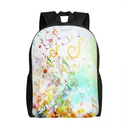 Backpack School Bag de 15 polegadas Laptop ombro casual Bagpack Travel Abstract Shattered Music Notes Background Mochila