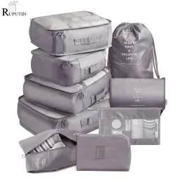 Yastık 9 adet Set Seyahat Organizatör Depolama Çantaları Bavul Paketleme Seti Depolama Kılıfları Taşınabilir Lage Organizer Giysileri Ayakkabı Düzenli Koşusu