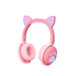 楽器の子供BluetoothヘッドフォンKawaii Cat Ear LEDライトアップワイヤレス折りたたみ式ヘッドセット3.5mmジャックBluetooth 5.0