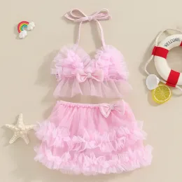 Stroje kąpielowe Księżniczka Bowknot Baby dziewczyny bikini zestaw plażowy dla dzieci letnie stroje kąpielowe