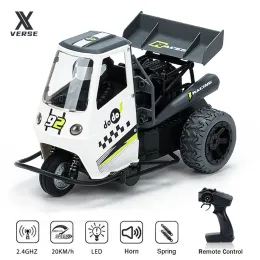 Carros rc três rodas motocicleta com spray leve 2.4g de controle remoto carro de alta velocidade emulação motocicletas brinquedos para crianças presentes