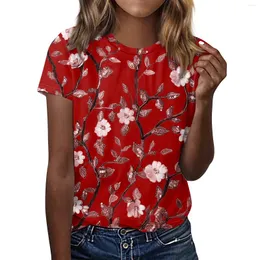 Camisetas femininas para mulheres tampos de manga curta de mulher de verão o pescoço de pescoço casual blusas de túnica venda de roupas de túnica