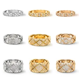 2024 Designer de joanjewelry de alta qualidade S925 Sterling Silver Diamond Ring for Women Luxury Luxury 18k Rings Gold Moda Casal Casamento Presente da irmã
