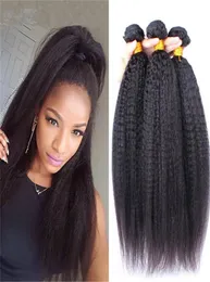 Grade 9A 100 unverarbeitetes brasilianisches Haar Afro versauter gerader Gewebeverlängerungen 3pcs Lot italienisch grob Yaki Human Hair Schuss 3 Bundl9457117