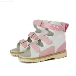 Slipper Toddler Girls Sandals Summer Summer Kid Orthopedic Shoes para crianças Pink Leather Flatfeet Clubfoot Arch Support Footwearl2404