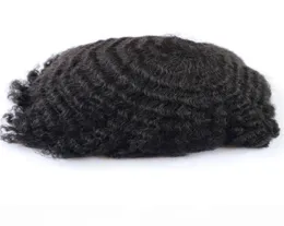 Toupee de cacho afro rápido para homens negros, penteado barato Remy Hair Piece Full Pu Toupee para Men7137532