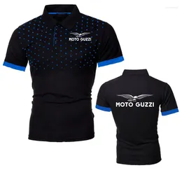 Polos maschile 30% Cotto Mens Polo Shirt Moto Guzzi Motorcycle 2024 Stampa uomini Summer Shorts Shorts Fashion Business Bavani