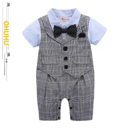 Blazers 2022 Summer New Baby Boy Gentleman Abito per bambini Bodying Bodyborn Fen con papille di papillon ONEPIECE PMPER 13202