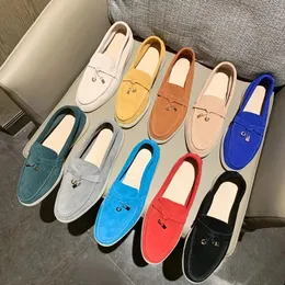 LP Shoes Loro Loafer Piana Shoes Cashmere Designers Dress Shoes Classic Buckle Round Toes Leisure Comfort Lady Loro Piano Trainers For Men and Women