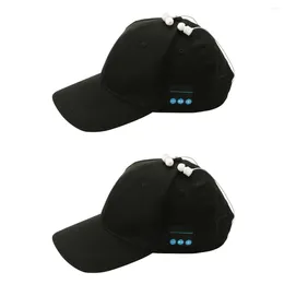 Top Caps 2pcs Açık Müzik Şapkası Beanie Stereo Kulaklık Kulaklık Kablosuz Beyzbol (G7 Siyah)