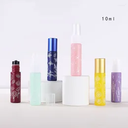 Aufbewahrungflaschen leer 10 ml bedruckte Kugelglas ätherisches Öl Walk Perlen Parfüm separat nachfüllbarer Roller