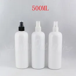 Bottiglie di stoccaggio 500 ml Bottiglia di plastica a spalla rotonda bianca da 500 cc Toner / profumo per contenitore cosmetico vuoto (14 P / lotto)