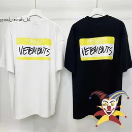 Projektantka T-shirty Męskie T-koszulka Hello is Vetements T Shirt Men Yellow Women T-shirt VTM TOPS TEE MAGLIETTE 513