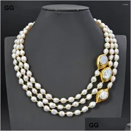 Collane a ciondolo GG Gioielli 3 fili 18-21 Bianco bianco perla da 24 K Colore in oro Collana keshi placcata per le donne Delivery Delivery Delivery Dhuph