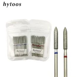 Bits HYTOOS 10pcs/pack Long Cone Diamond Cuticle Bit 3*16mm Nail Drill Bits Manicure Drills Nails Accessories Tools