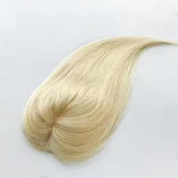 Toppers blondynka 613 Ręcznie związana naturalna skóra jedwabna baza skóry 6x9cm Kobiet Topper Hair Fragment 2 klipsy 10 cali 12 -calowe dziewicze włosy