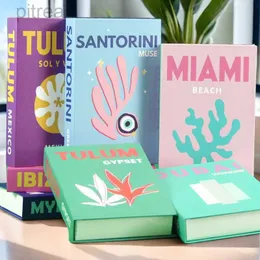 Dekorativa föremål Figurer Abstrakt Travel Ibiza Miami Santorini Capri Book Coffee Table Tolv Constellations Fake Books Decoration Storage Box D240424