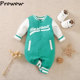 Swimwear Prowow 018m Football Baseball Basketball Baby Boys Clothes Uniforms Sport Jersey Long Sleeve Newborns Rompers for Boys Clothing