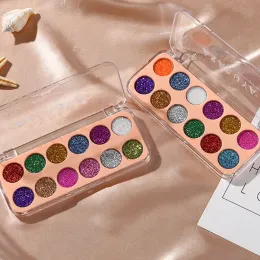 Shadow New 12 Farben Lidschattenpalette Pulver Pulver Bühne Make -up Schönheit gepresst Glitzer Lidschatten Kindertag Schönheit glasiert glasiert