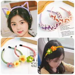 Accessori per capelli bambini colori carini a maglieria fiore gatto orecchie di coniglio in fascia per capelli bambine adorabili capelli a cerchio di capelli per bambini accessori per capelli