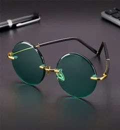 Vazrobe -Glas Sonnenbrille Männliche dunkelgrüne Damen Sonnenbrille für Männer randlos rund übergroß