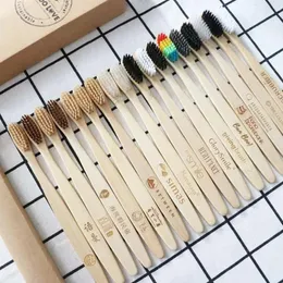 10st tandborste bambuhandtag regnbågen blekning mjuk borst bambu tandborste rese miljövänlig trätandtänder