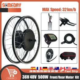 부분 ebike 변환 키트 2029inch 700c 36V 48V 500W 전기 자전거 변환 키트 용 브러시리스 기어리스 전면 후면 허브 모터 휠