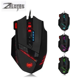 Camundongos para Zelotes Ergonomic Wired Gaming Mouse RGB Backlight 4 Gears Ratho ajustável 12 Botões USB Wired for PC Laptop Computer Gamer