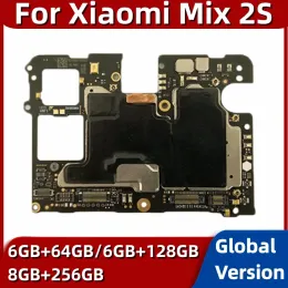 Drills sbloccato Scheda di circuiti logici principali per Xiaomi Mi Mix 2S Mix2S Mother Board 64 GB 128GB 256 GB Azienda globale con chips Flex Cavo