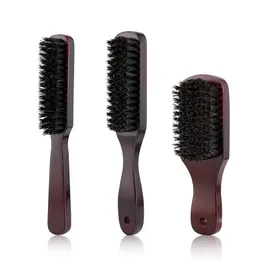 Wood Handle Boar Bristle Cleaning Brush Hairdressing Men Beard Brush Anti Static Barber Hair Styling Comb Shaving Tools