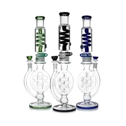 Phoenix Glass Hockah Bubbler Recycler Bongs 탈착식 냉동 가능한 글리세린 나선 코일 코일 워터 파이프 14mm 냉장