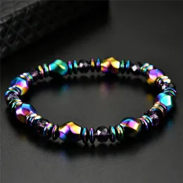 Strands Bracelete de saúde de hematita magnética para homens Muitas cores Bangle de cura de cristal magnetita colorida 5,5 cm (2,16 pol)