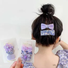 헤어 액세서리 3 pcs/set children 귀여운 Pruple Lace Blower Bow Bow Ornament Hair Clips 아기 소녀 사랑스러운 Barrettes 헤어 핀 어린이 머리 액세서리