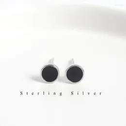 Stud Earrings Unique Chic Black Circle With S925 Sterling Silver Drop Enamel High Fashion Jewelry For Women
