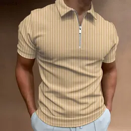 Erkek Tişörtler Erkek Moda Polo Gömlek 2023 Yaz Şerit Fermuar Erkek Polo Gömlek Katı T-Shirt Marka Kısa Kollu Gömlek Slim Slim Topsl2404