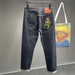 Designer Denim Evisuezd Denim Jeans Herren Jeans für Herren Straight Hosen Skelett gedrucktes Muster Marke EV Stickerei