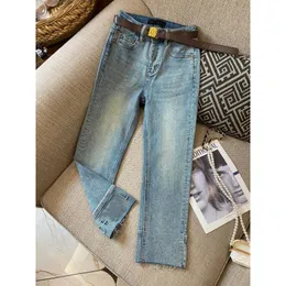 Designer kvinnors byxor hög midja lösa kvinnor raka jeans gata casual wide ben denim byxor kvinnliga fyra säsonger bekväma pendlarbyxor