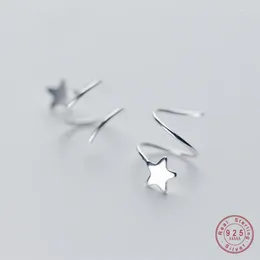 Studörhängen 925 Sterling Silver Pentagram Star Ear Bone Buckle Rotating Wave Mini For Women Personality Jewelrry BKEJ055