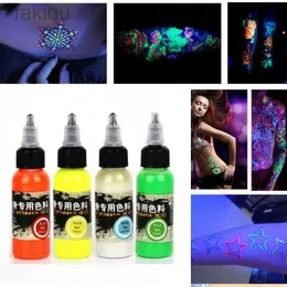 Body Paint 5 Colors Temporary Night Light Tattoo Ink Professional Safe Disposable Easy Coloring Body Colored Drawing Airbrush Pigment 30ml d240424