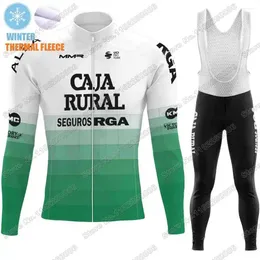 Racing sätter Caja Rural-Rga 2024 Cycling Jersey Long Setes Set Winter Clothing Men High Quality Road Bike Thermal Jacket Suit Pants MTB