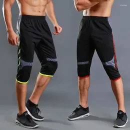 Мужские брюки летние мужчины спортивны с укороченными подрезанными фитнесами.