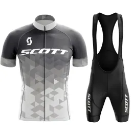 세트 2024 Scott Cycling Jersey Set Men Cycling Clothing Road Bike Shirts Suit Suit Bicycle Bib Shorts MTB ROPA CICLISTO MAILLOT