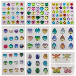 Dövmeler 1pc Crystal Yüz Dekorasyonu Rhinestones Telefon Etiketleri Festivali Parti Yüz Makyaj Akrilik Matkap Denizkızı Ölçekli Çıkartmalar