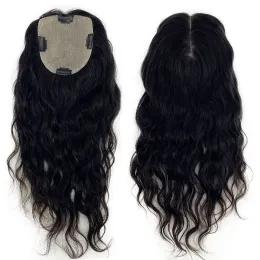 Topper 22 "Clip in Seidenobertisch -Basis -Top für Frauen 15x15 cm Lange europäische wellige jungfräuliche menschliche Haartopper Haare zum Ausdünnen Haare